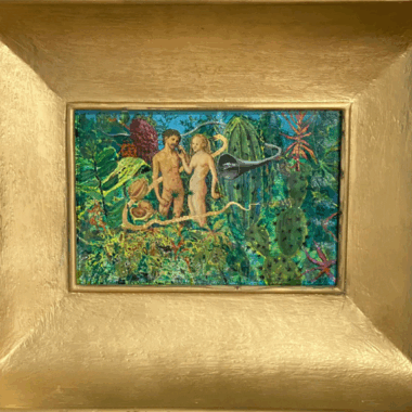 He Gong, "Year of the Snake," Acrylic on wood, 19” x 13,” 2025