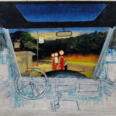 He Gong, "Within the Folds of Time," Acrylic on paper, 24” x 17.5,” 2025