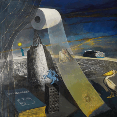 He Gong, "The Distant Canal," Acrylic & oil on canvas, 48” x 44,” 2025