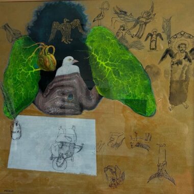 He Gong, "Air Beneath My Wings," Acrylic on canvas, 30” x 30.5,” 2023