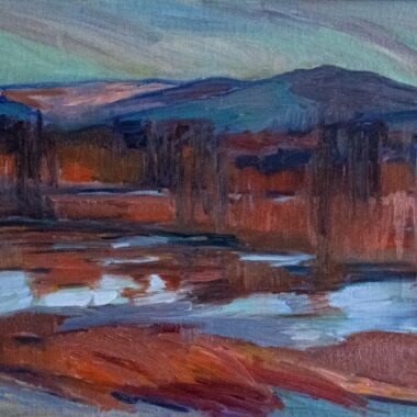 John Cole, "Hovander Lake Sunset," Oil on canvas, 29.5" x 24", 1987