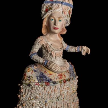 Michel Angela Petersen, "The Wedding Dress," Ceramic with lace mid-range fire experimental, 22" x 7"x 36”, 2018