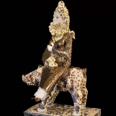 Michel Angela Petersen, "Innana," High fire porcelain with lace draping coil and slab built, 15” x 7” x 17”, 2015