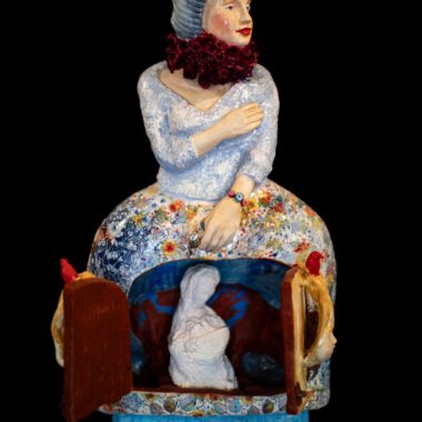 Michel Angela Petersen, "Lascaux Madonna," Ceramic with mixed media, 4" x 2" x 24”, 2026
