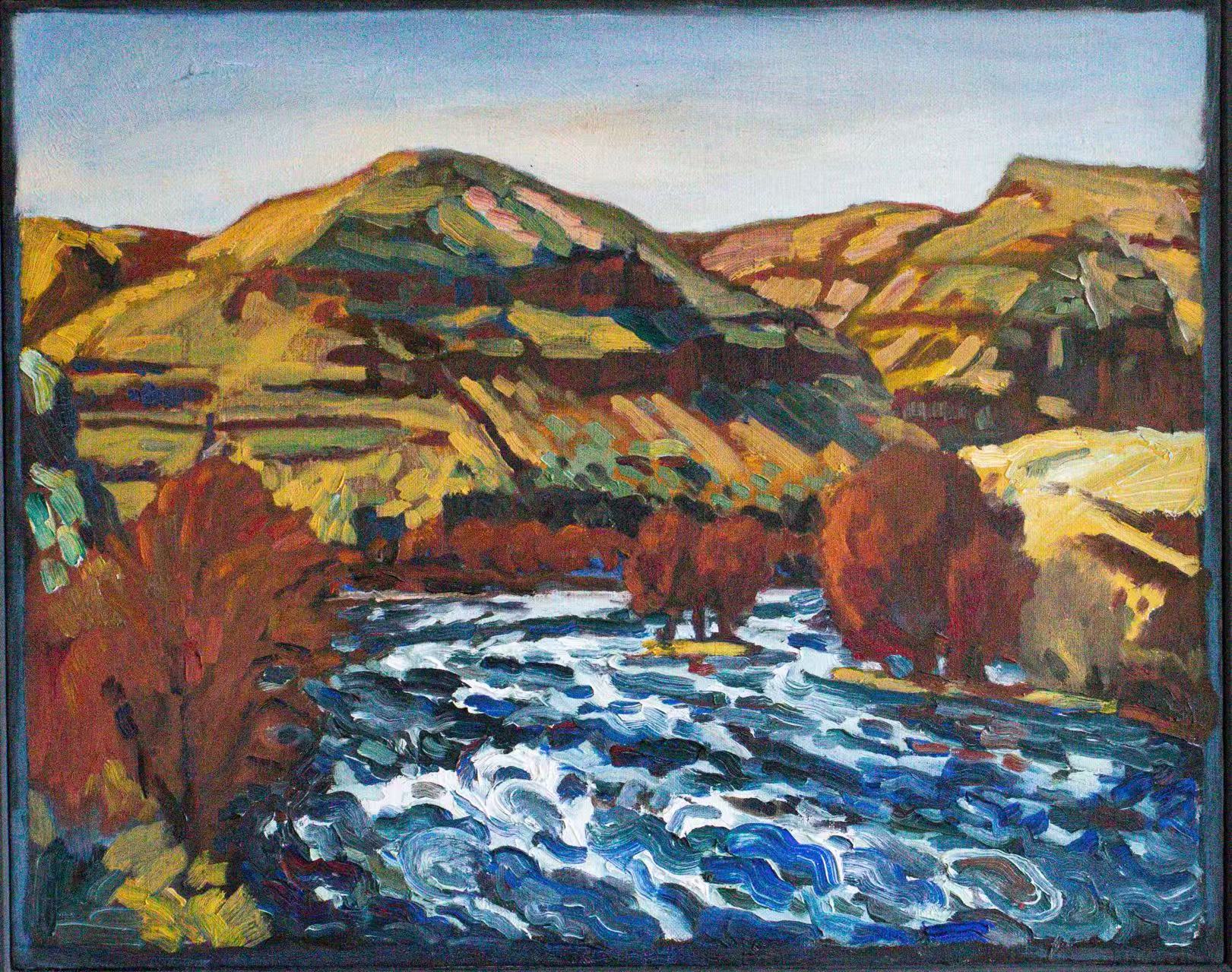 Thomas Wood, "View Across the Yakima (Feature)," Oil on canvas, 20" x 16", 1988
