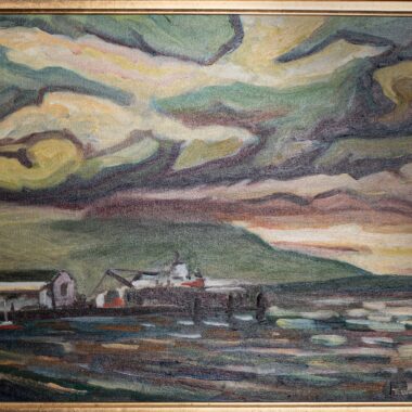 Thomas Wood, "Fairhaven Docks (Feature)," Oil on canvas, 17" x 13", 1988
